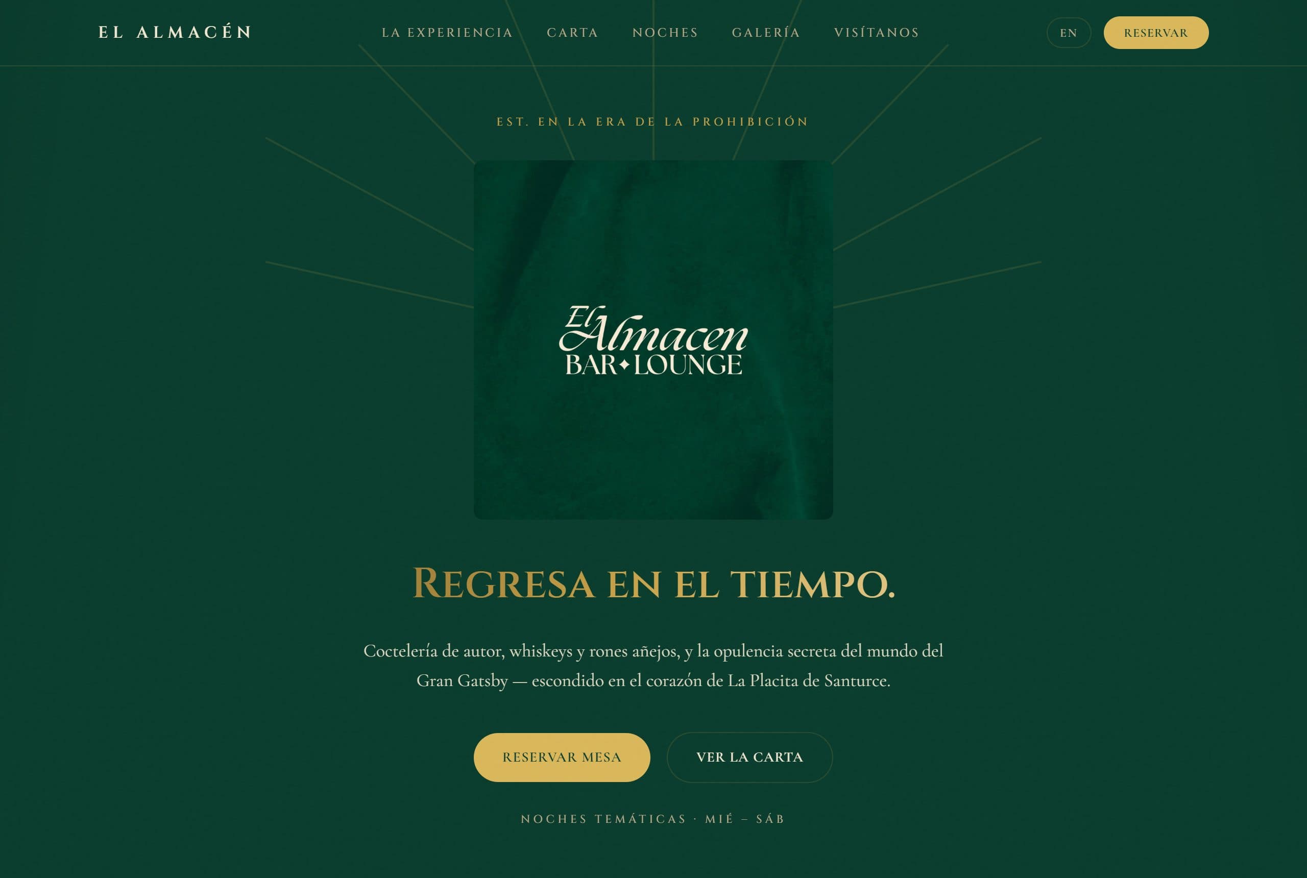 Captura de la página principal de El Almacén Speakeasy