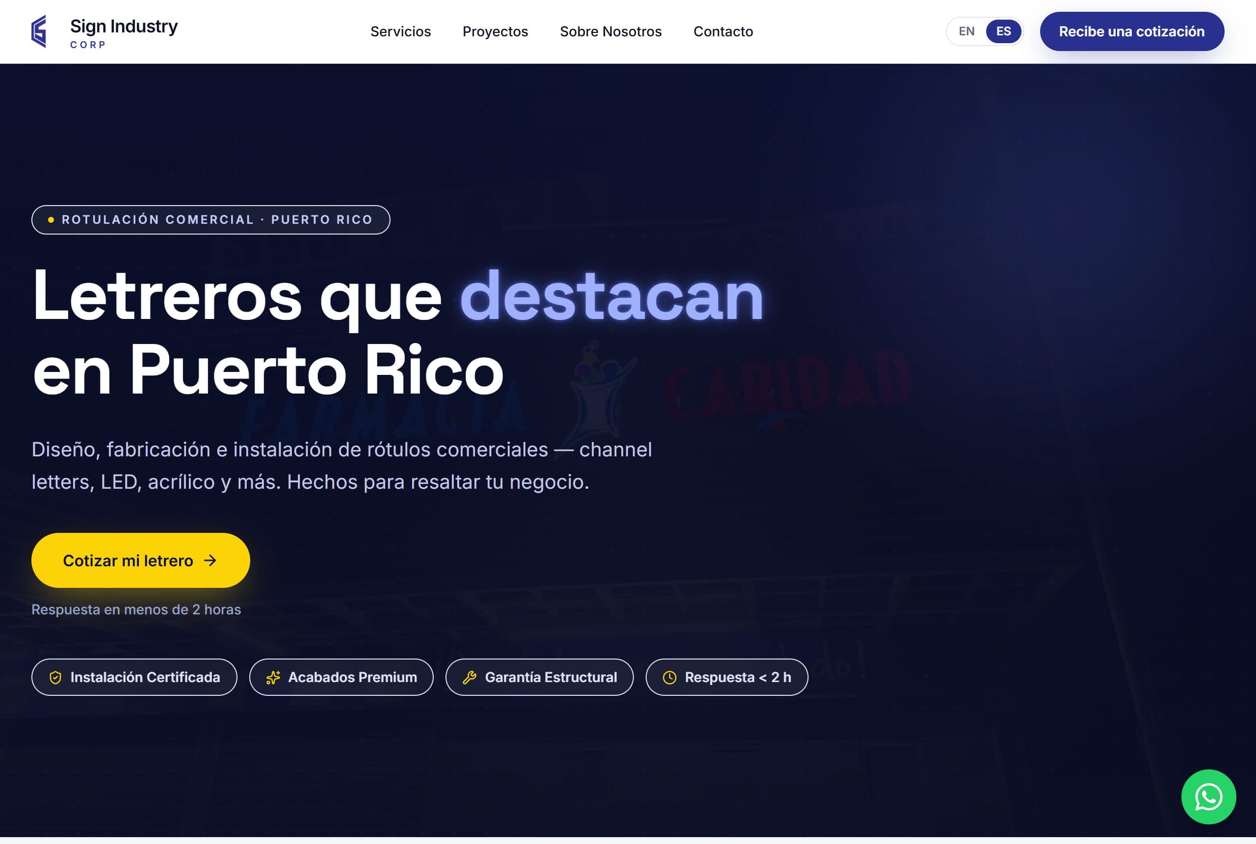 Captura de la página principal de Sign Industry Corp