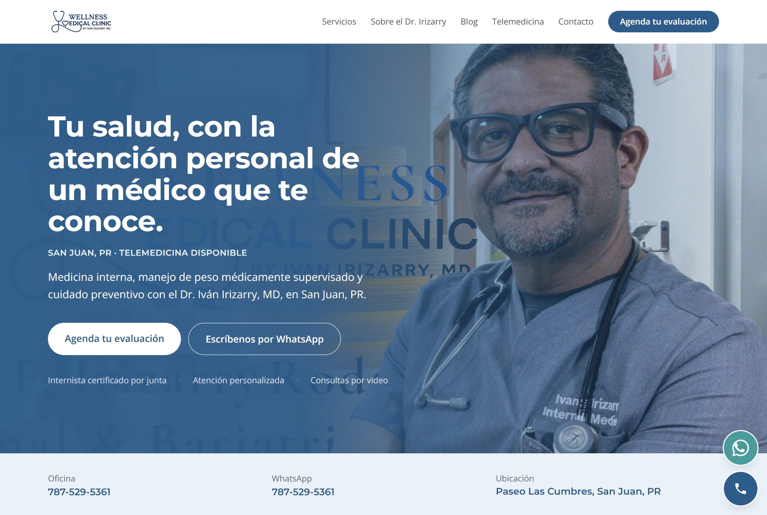Captura de la página principal de Wellness Medical Clinic